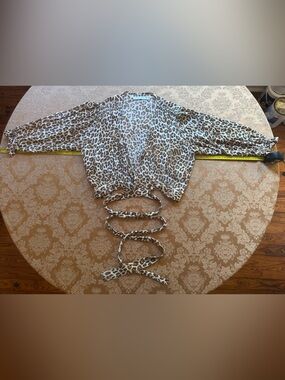 Faithfull the Brand Brown & Cream Leopard tie-front Cropped Blouse
